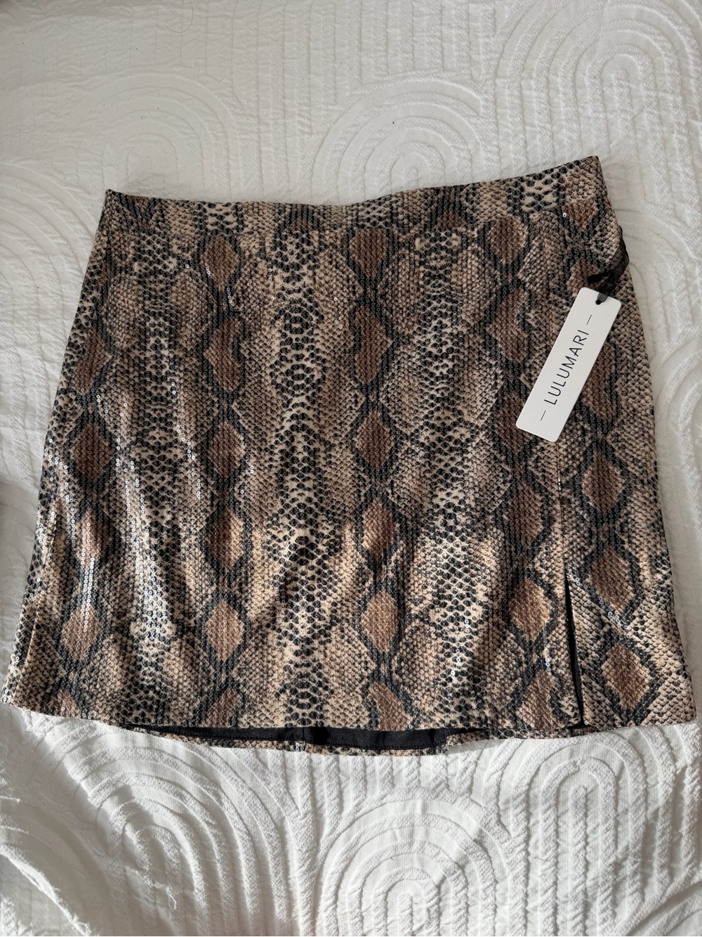 Lulumari Snake-Print Mini Skirt in Brown and Cream